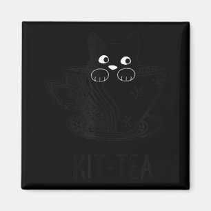 KitTea Cat Lover Cute en Fun Black Cat Magneet