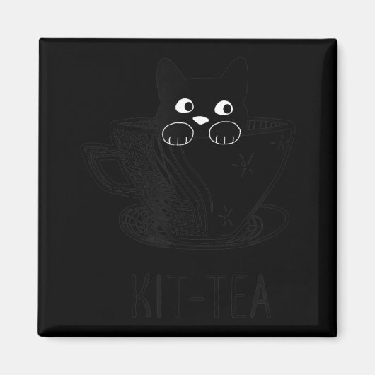 KitTea Cat Lover Cute en Fun Black Cat Magneet (Voorkant)