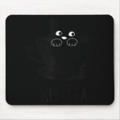 KitTea Cat Lover Cute en Fun Black Cat Muismat (Voorkant)