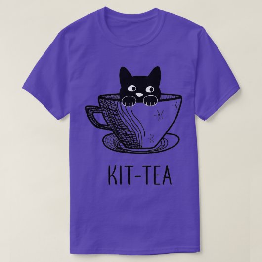 KitTea Cat Lover Cute en Funny Black Cat T-shirt (Design voorkant)