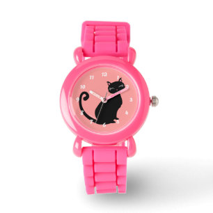 Kitteh Lurve - Zwarte Kat Aangepaste kleurenachter Horloge