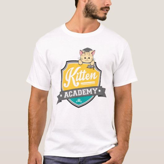 Kitten Academy Crest T-shirt (wit) (Voorkant)