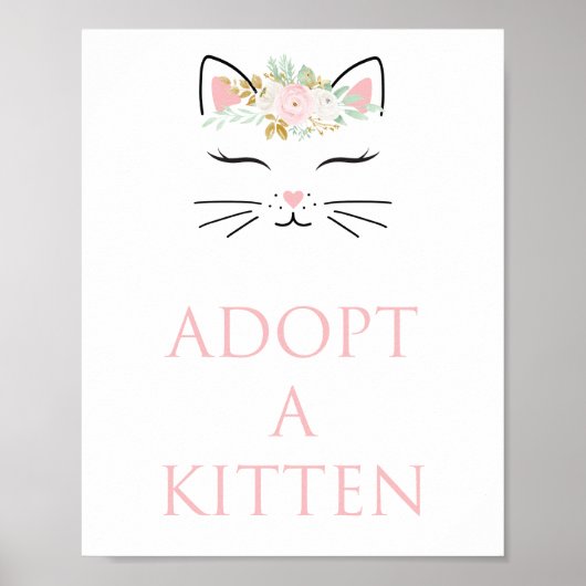 Kitten Adoption Sign kat verjaardagsfeestje Poster (Voorkant)
