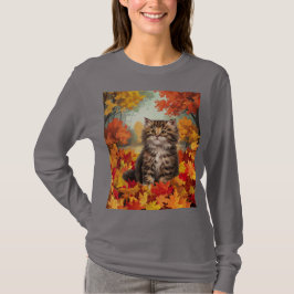 Kitten Autumn Leaves T-shirt