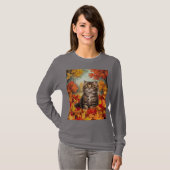 Kitten Autumn Leaves T-shirt (Voorkant volledig)