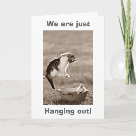 KITTEN/BABY DUCK ZEGGEN "HAPPY BIRTHDAY" KAART (Voorkant)