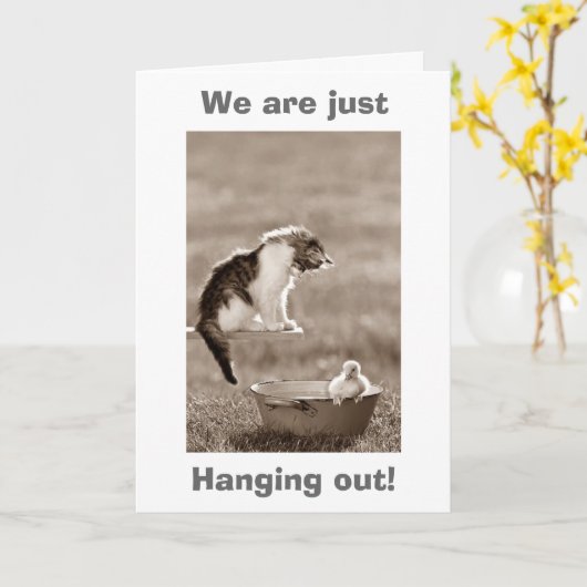 KITTEN/BABY DUCK ZEGGEN "HAPPY BIRTHDAY" KAART (Gele Bloem)