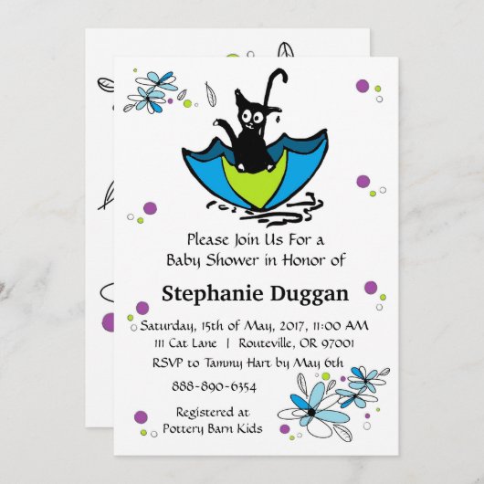 Kitten Baby shower Uitnodiging (Voorkant / Achterkant)