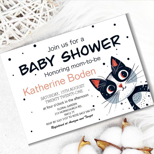 Kitten Baby shower Uitnodiging Schattige Kat Baby