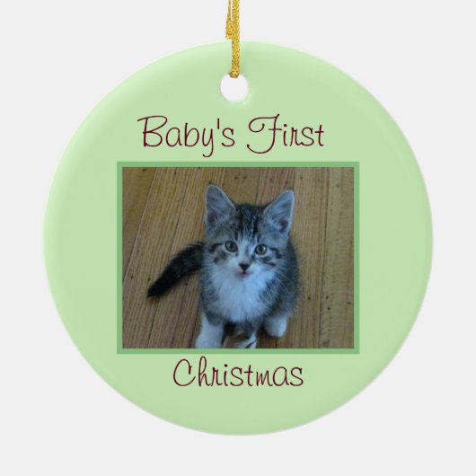 Kitten Baby's eerste kerst Keramisch Ornament (Achterkant)