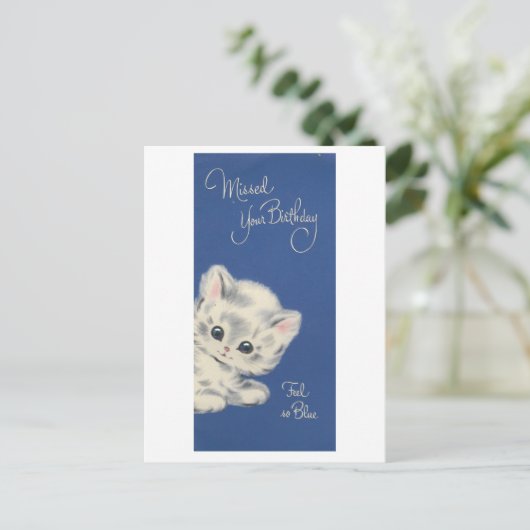 Kitten Belated Birthday Kaart (Staand voorkant)