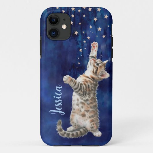 Kitten Bereiken voor Sterren Gepersonaliseerde iPh Case-Mate iPhone Case (Achterkant)
