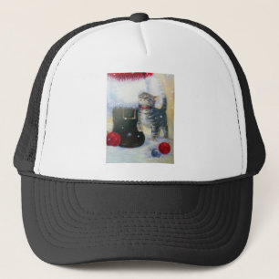 Kitten bij de laars van Sinterklaas Trucker Pet