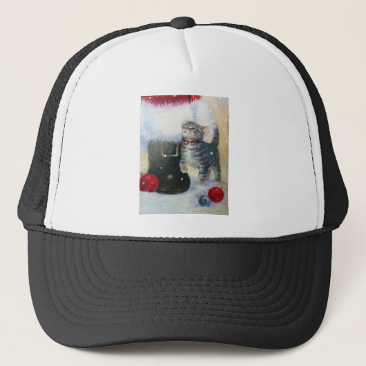 Kitten bij de laars van Sinterklaas Trucker Pet (Voorkant)