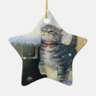 Kitten bij Santa's Boot Keramisch Ornament
