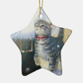 Kitten bij Santa's Boot Keramisch Ornament (Links)