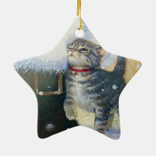 Kitten bij Santa's Boot Keramisch Ornament (Achterkant)