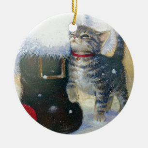 Kitten bij Santa's Boot Keramisch Ornament