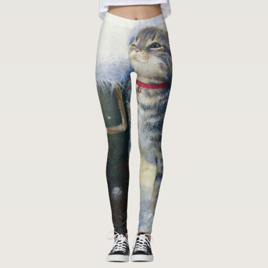 Kitten bij Santa's Boot Leggings (Voorkant)