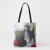 Kitten bij Santa's Boot Tote Bag (Voorkant)
