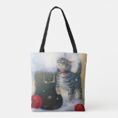 Kitten bij Santa's Boot Tote Bag (Achterkant)