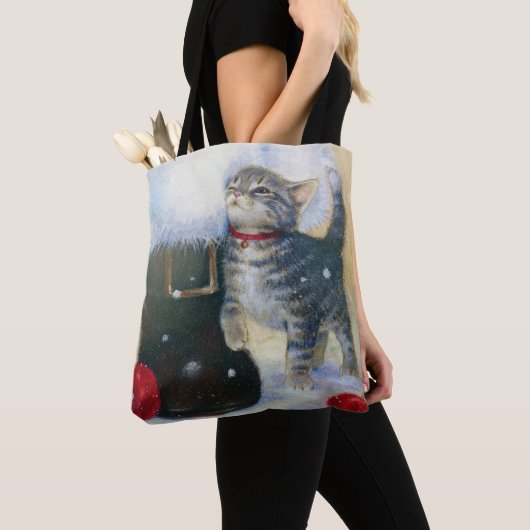 Kitten bij Santa's Boot Tote Bag (Dichtbij)