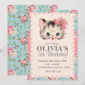 Kitten Birthday Party-uitnodigingen Kaart (Voorkant / Achterkant)