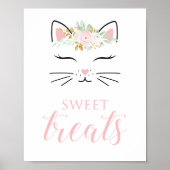 Kitten Birthday Sweet Treons Sign Floral kat Poster (Voorkant)