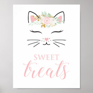 Kitten Birthday Sweet Treons Sign Floral kat Poster