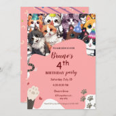 Kitten Birthday Uitnodiging (Voorkant / Achterkant)