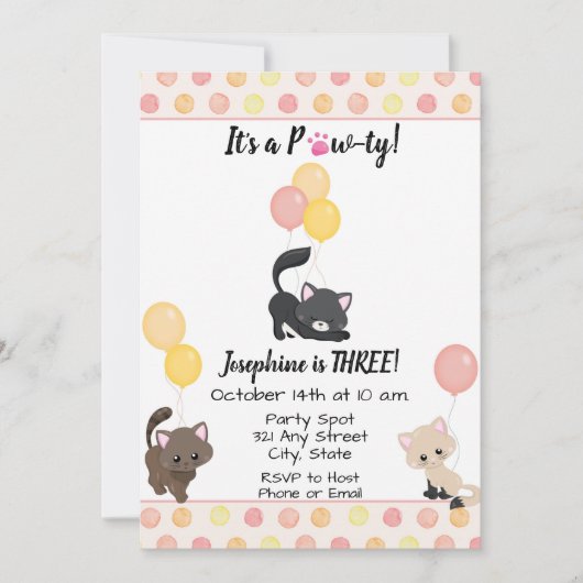 Kitten Birthday Uitnodiging (Voorkant)