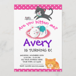 Kitten Birthday Uitnodiging, Pet-adoptiegroep Kaart