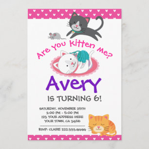 Kitten Birthday Uitnodiging, Pet-adoptiegroep Kaart