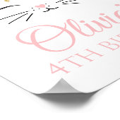 Kitten Birthday Welkomstteken Floral kat face Poster (Hoek)