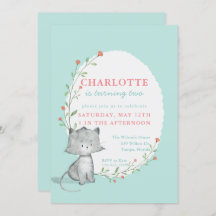 Kitten Blauwgroen Floral Birthday Party