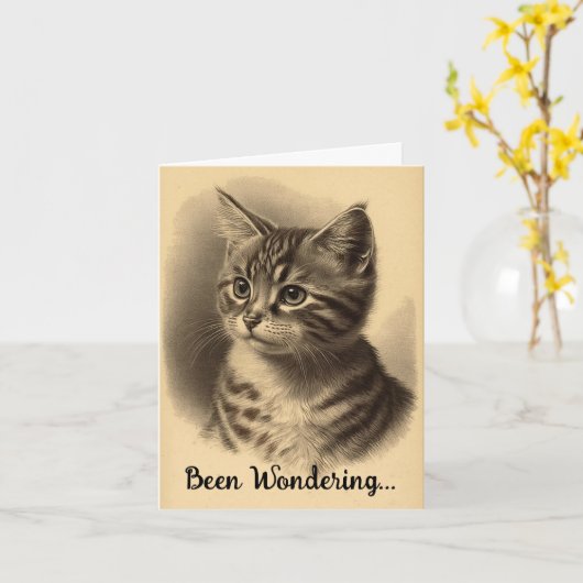  kitten Blijf in contact Wenskaart Kaart (Gele Bloem)