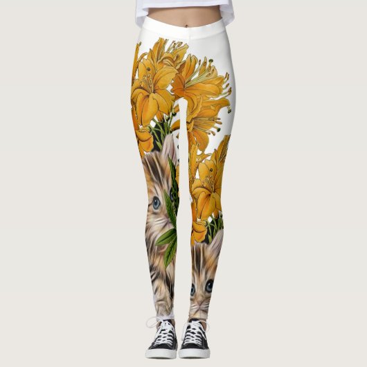Kitten Bloem Leggingen Leggings (Voorkant)