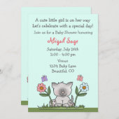 Kitten, bloemen en vlinders Baby shower Uitnodigen Kaart (Voorkant / Achterkant)