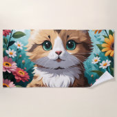 Kitten & Bloemen Strandlaken (Voorkant)