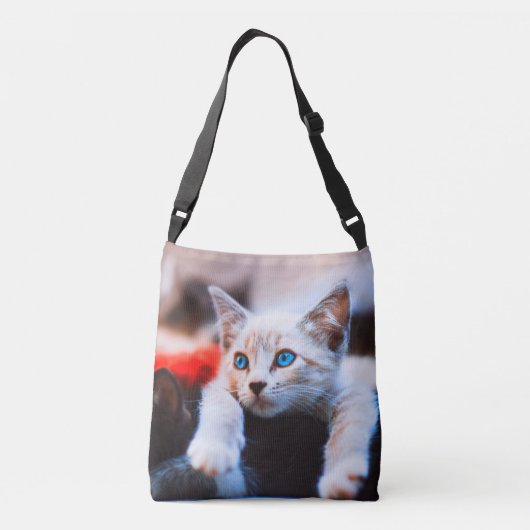 Kitten Blue Eyed Schattig Cute Cat Crossbody Tas (Achterkant)