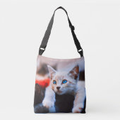Kitten Blue Eyed Schattig Cute Cat Crossbody Tas (Voorkant)