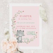 Kitten Blush Floral Birthday Party Kaart