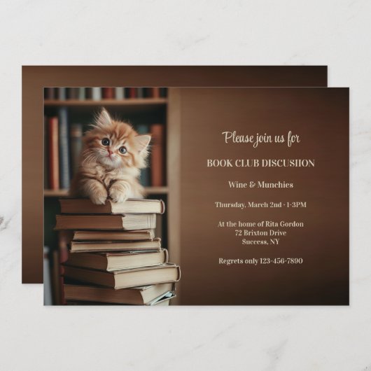 Kitten Book Club Discussie Kaart (Voorkant / Achterkant)