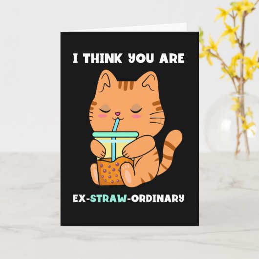 Kitten bubble tea je bent buitengewoon boba parel kaart (Gele Bloem)