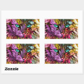 Kitten Cat Artsy Design Rechthoekige Sticker (Vel)
