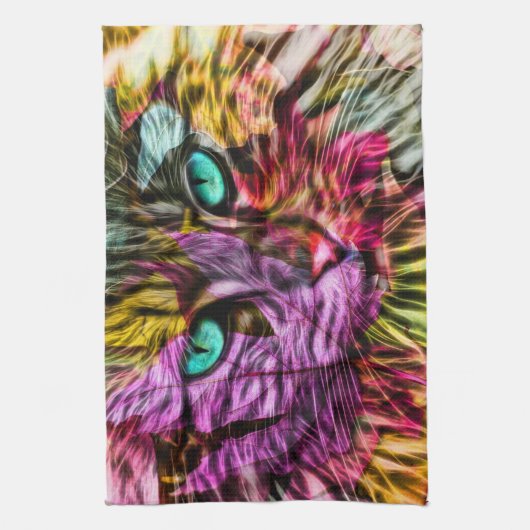 Kitten Cat Artsy Design Theedoek (Verticaal)