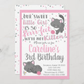 Kitten Cat Birthday Party Invitation Kaart (Voorkant / Achterkant)