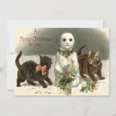 Kitten Cat Curious Snowman Holly Wreath (Voorkant)