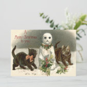 Kitten Cat Curious Snowman Holly Wreath (Staand voorkant)