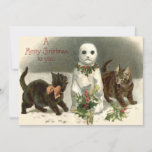 Kitten Cat Curious Snowman Holly Wreath<br><div class="desc">Tijd om naar huis te gaan vanuit de kerk. Deze klassieke kerstafdruk toont kinderen die op een bevroren vijver lopen,  met een kerstboom en cadeaus. Een kerk en volle maan op de achtergrond.</div>